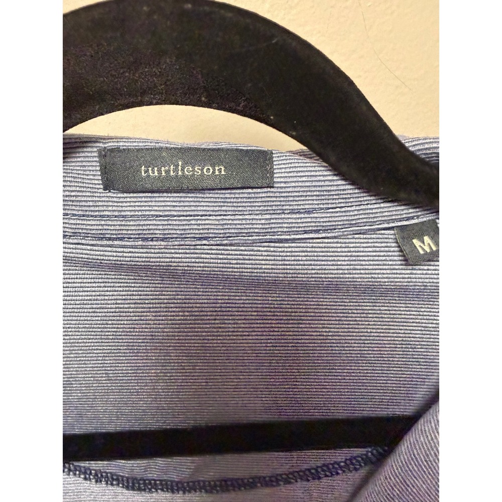 Turtleson Quarter Zip Pullover Mens Medium Blue Excellent Micro Stripe Stretch - Picture 2 of 7
